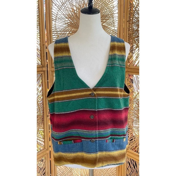 Vintage Palmetto’s Earthy Rainbow Striped Wool Vest L - Picture 6 of 6